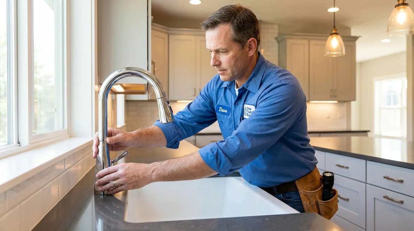 Kitchen faucet installation by Johns Plumbing LLC in Richgrove