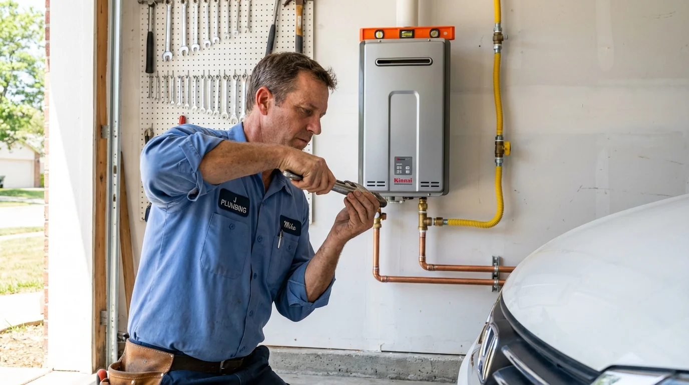 Tankless water heater installation by a Johns Plumbing LLC plumber in Richgrove